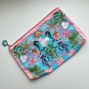 Estée Lauder Sea Horse + Stripes Printed Makeup Bag - Shell Zipper **